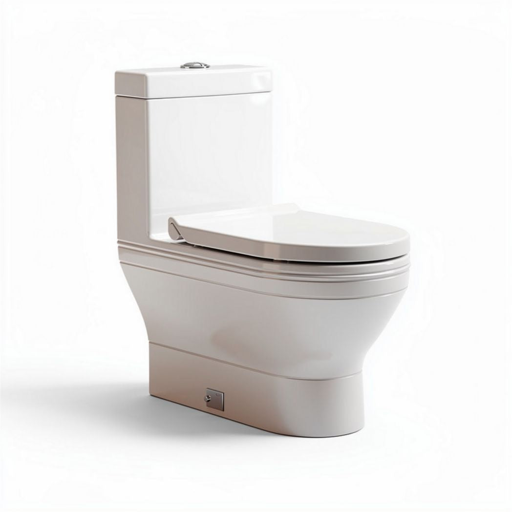 One-piece toilet with elongated bowl 70 x 36 x 80cm in white ceramic