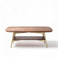 Wooden coffee table with metal legs and lower shelf 120 x 60 x 40cm
