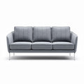 Sofa with three seats in light gray fabric and steel legs measuring 220 x 90 x 85cm