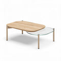 Wood and glass coffee table with metal legs 120 x 80 x 40cm