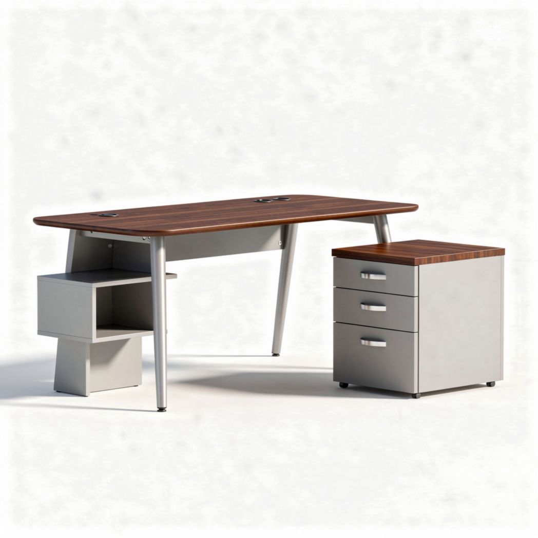 Wooden office desk with metal legs and storage drawer 150 x 75 x 75cm