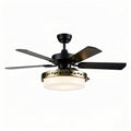 Ceiling fan with light fixture and remote control in black and gold finish 45 x 45 x 40cm