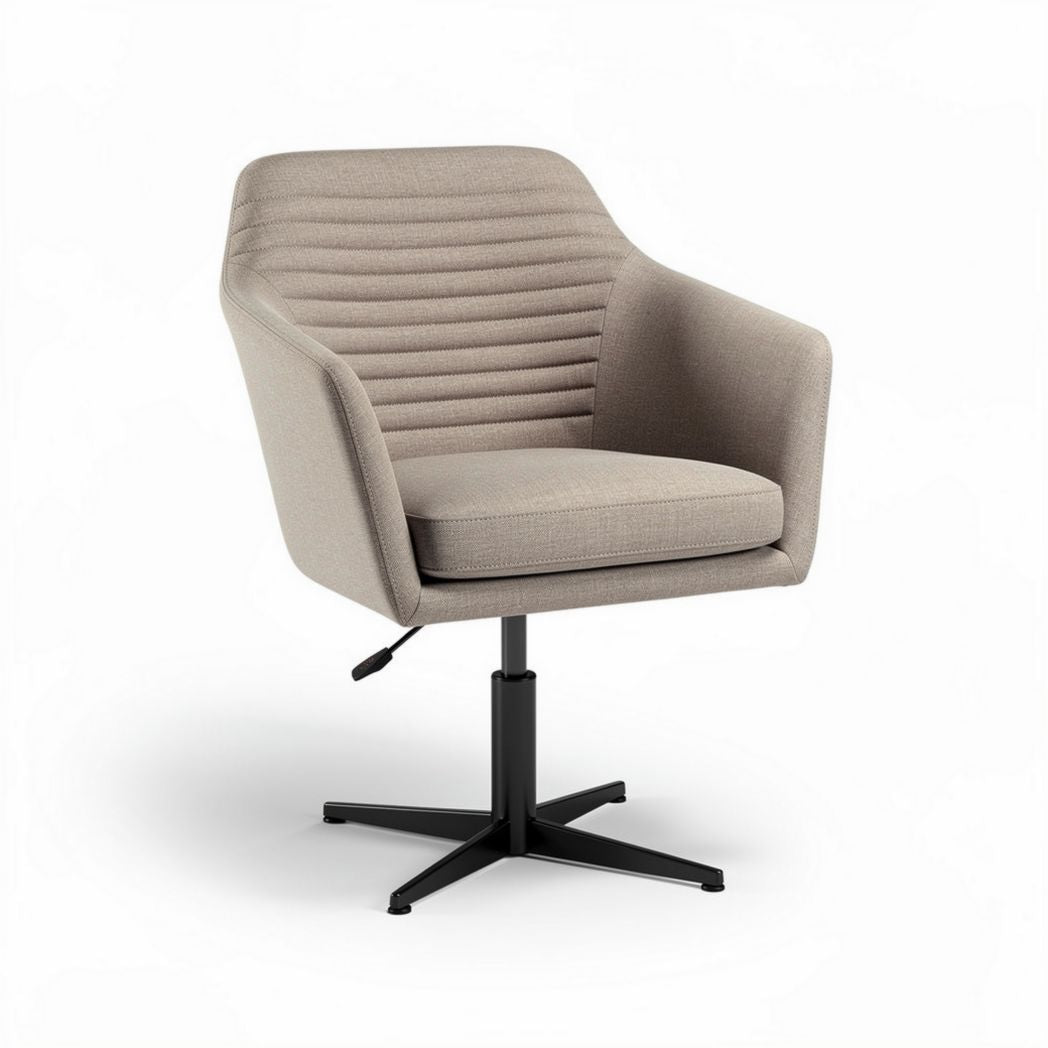 Swivel accent chair with soft fabric upholstery in light beige 75 x 70 x 80cm