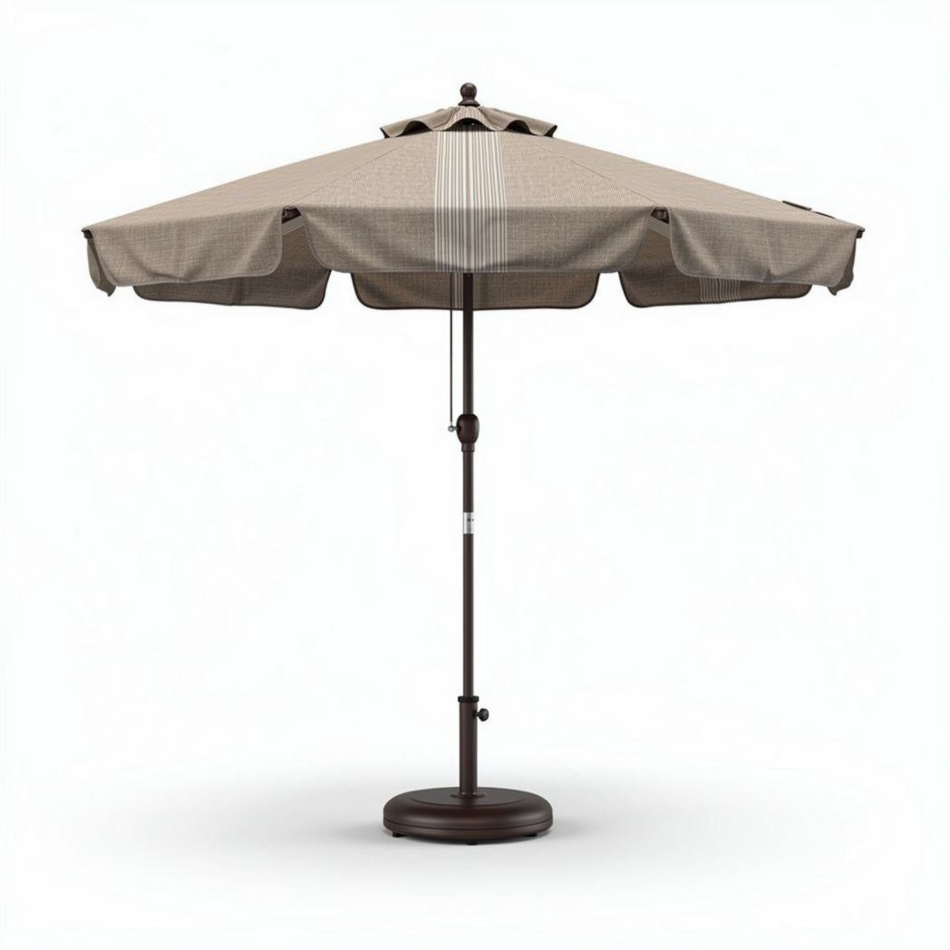 Outdoor patio umbrella 10ft with beige polyester canopy and aluminum pole