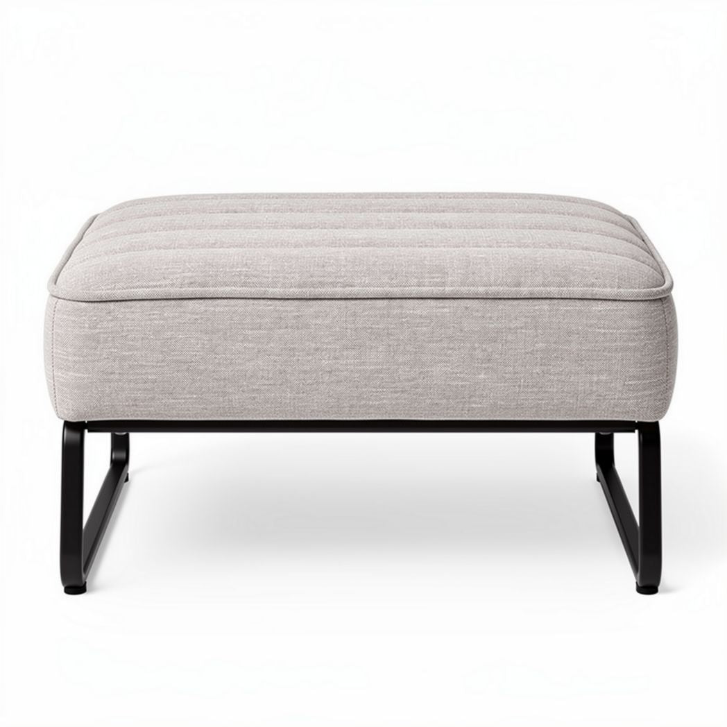 Fabric ottoman with black metal frame 70 x 70 x 40cm for living room use
