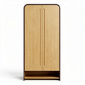 Wooden wardrobe with two doors and open shelf in natural finish 180 x 80 x 40cm